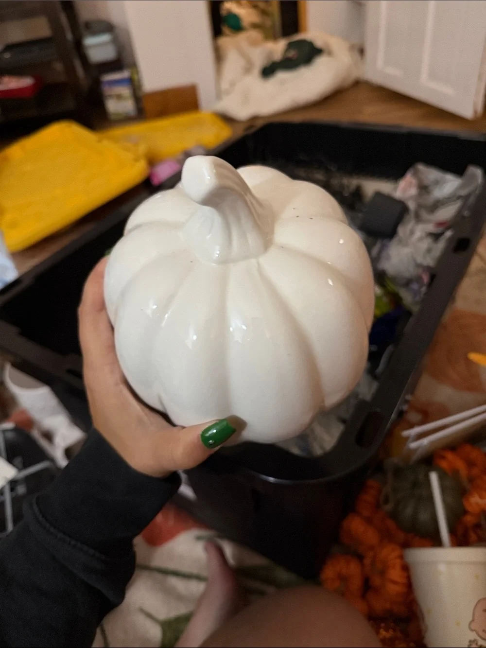 White Ceramic Jack-O'-Lantern Halloween Pumpkin